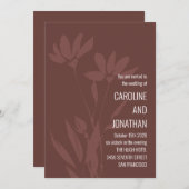Invitation Moderne Chic Terracotta Floral Line Mariage (Devant / Derrière)