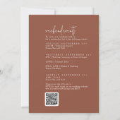 Invitation Moderne Chic Terracotta Week-end Événements QR Mar (Dos)