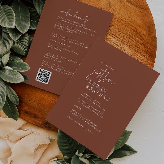 Invitation Moderne Chic Terracotta Week-end Événements QR Mar