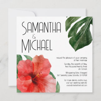 Invitation Moderne Chic Tropical Floral Mariage