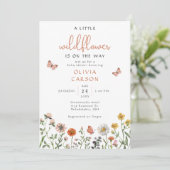 Invitation Moderne Chic Un Baby shower Floral Un Peu Fleur sa (Debout devant)