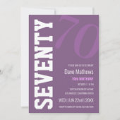 Invitation Moderne chic violet 70e anniversaire (Devant)