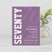 Invitation Moderne chic violet 70e anniversaire (Debout devant)