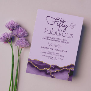 Invitation Moderne Cinquante ans et Fantastique Agate Or Viol