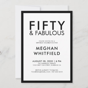 Invitation Moderne Cinquante ans et Fantastique Fête d'annive