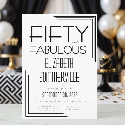 Invitation Moderne Cinquante ans et Incroyable Fête d'anniver