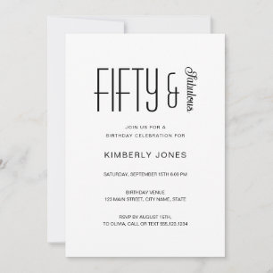Invitation Moderne Cinquante & Incroyable Fête d'anniversaire