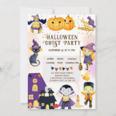 Invitation Moderne Citrouille violet orange mignon Enfants Ha (Devant)