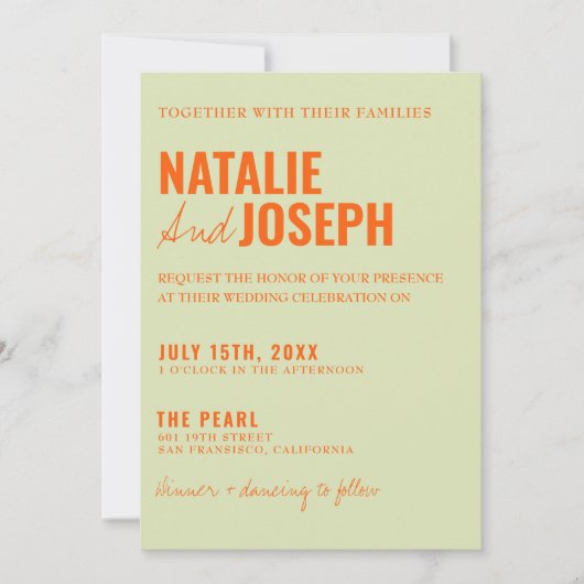 Invitation Moderne Classique Bright Traditionnel Mariage colo (Devant)