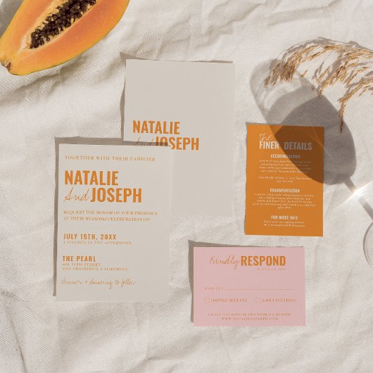 Invitation Moderne Classique Bright Traditionnel Mariage colo