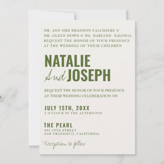 Invitation Moderne Classique Bright Traditionnel Mariage colo (Devant)