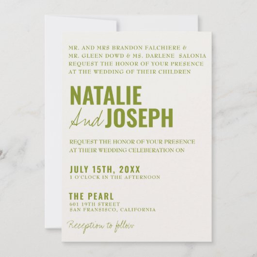 Invitation Moderne Classique Bright Traditionnel Mariage colo (Devant)
