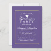 Invitation Moderne Classique Cadre or violet Ultraviolet pour (Devant)