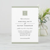 Invitation Moderne classique élégant Sage Vert Monogramme Mar (Debout devant)