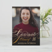 Invitation Moderne Classique Faux Gold Letting Party (Debout devant)