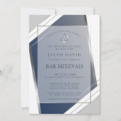 Invitation Moderne classique géométrique bleu SIlver Bar Mitz (Devant)