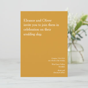 Invitation Moderne classique Jaune élégant minimaliste Mariag