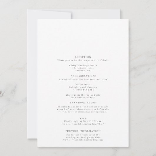 Invitation Moderne classique Magnolias Or tout en un Mariage (Dos)