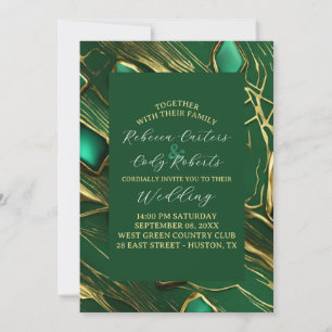 Invitation Moderne classique Moody Mariage vert émeraude fonc