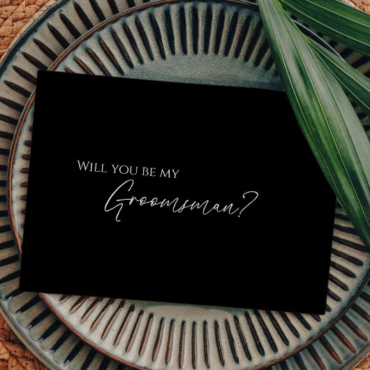 Invitation Moderne classique noir Mariage Groomsman Propositi