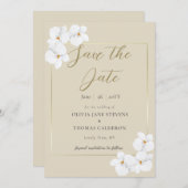 Invitation Moderne classique Orchidées Blanches Aquarelle Dat (Devant / Derrière)