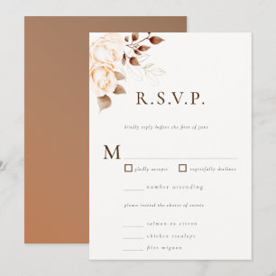 Invitation Moderne Classique Réponse Mariage Floral Teintée d