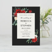 Invitation Moderne classique Rose rouge Baby Respirer Floral (Debout devant)