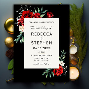 Invitation Moderne classique Rose rouge Baby Respirer Floral 