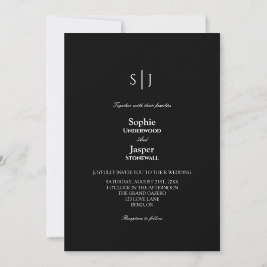 Invitation Moderne classique simple Mariage de monogramme noi (Devant)