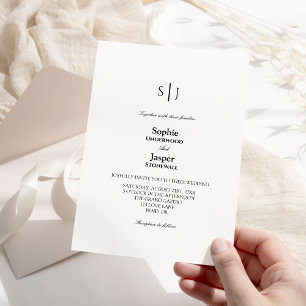 Invitation Moderne classique simple Mariage Monogramme