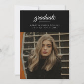 Invitation Moderne Classique Simple Script Photo Graduation (Devant)