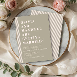 Invitation Moderne Classique Vert Sauge Rayé Mariage 