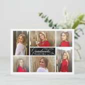 Invitation Moderne Collage Six Photo Diplôme personnalisé (Debout devant)