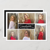 Invitation Moderne Collage Six Photo Diplôme personnalisé (Devant / Derrière)