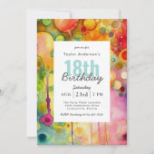 Invitation Moderne coloré Abstrait 18ème anniversaire fête (Devant)