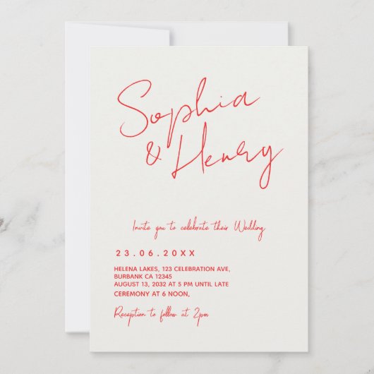 Invitation moderne coloré amusant Wavy Mariage manuscrit (Devant)