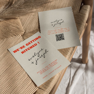 Invitation Moderne coloré rétro amusant Funky QR Code Mariage