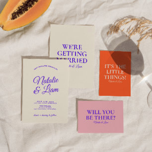 Invitation Moderne coloré rétro amusant Funky Unique Mariage