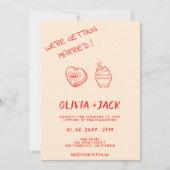 Invitation Moderne coloré rétro amusant Mariage de script Whi (Devant)