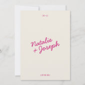 Invitation Moderne coloré rétro amusant Mariage de script Whi (Dos)