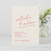 Invitation Moderne coloré rétro amusant Mariage de script Whi (Debout devant)