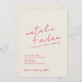Invitation Moderne coloré rétro amusant Mariage de script Whi (Devant / Derrière)