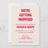 Invitation Moderne Colorful Retro Bold Funky Unique Mariage (Devant)