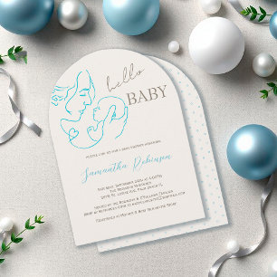 Invitation Moderne Contemporain Hello Baby Boy Baby shower