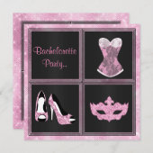 Invitation MODERNE Corset rose personnalisé BACHELORETTE PART (Devant / Derrière)