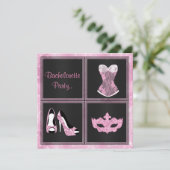 Invitation MODERNE Corset rose personnalisé BACHELORETTE PART (Debout devant)