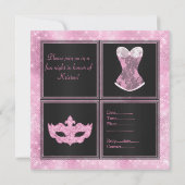 Invitation MODERNE Corset rose personnalisé BACHELORETTE PART (Dos)