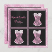 Invitation MODERNE Corset rose personnalisé BACHELORETTE PART (Devant / Derrière)