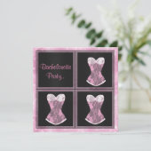 Invitation MODERNE Corset rose personnalisé BACHELORETTE PART (Debout devant)