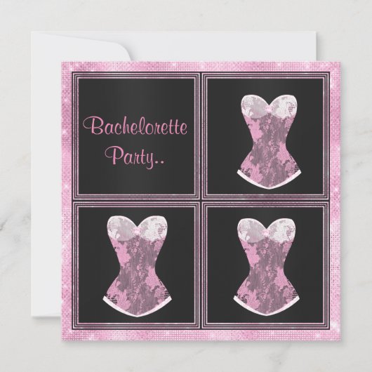 Invitation MODERNE Corset rose personnalisé BACHELORETTE PART (Devant)